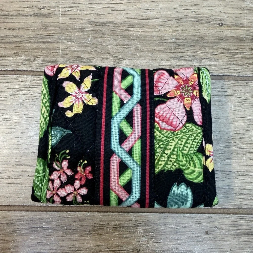 Vera Bradley Trifold Wallet Botanica Floral Quilted Cotton Retired Pink Green
